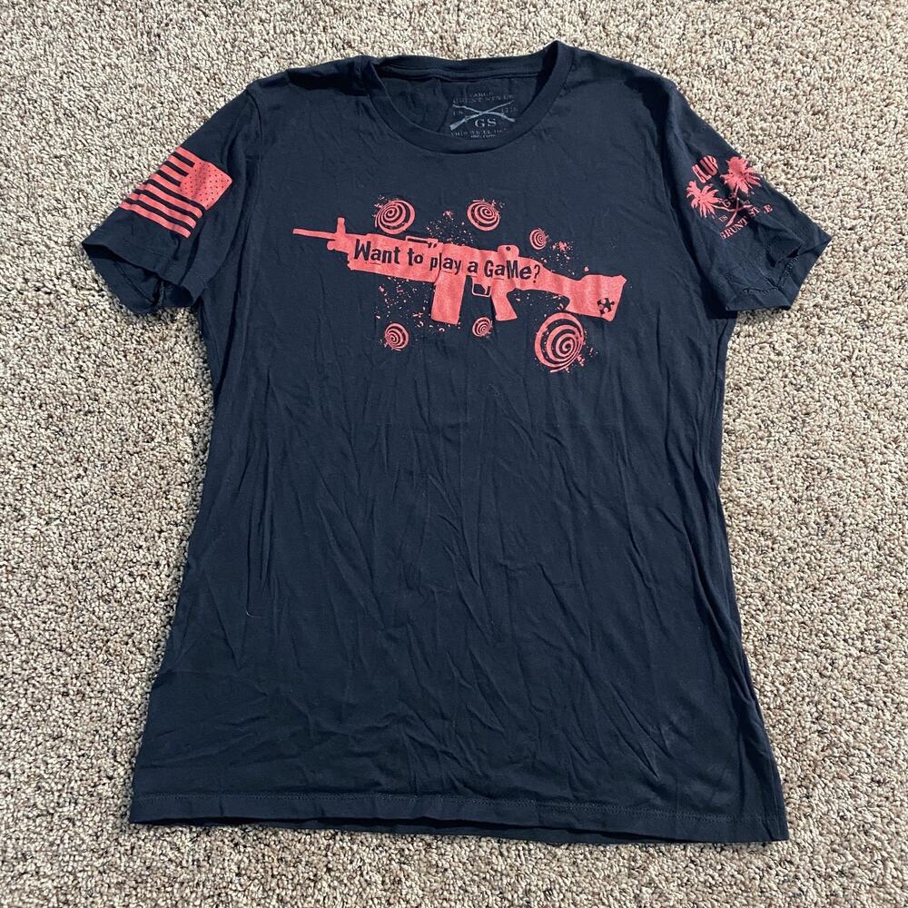 Grunt‎ Style Shirt Boys Large Want to Play a Game Rifle Club Graphic USA Tee